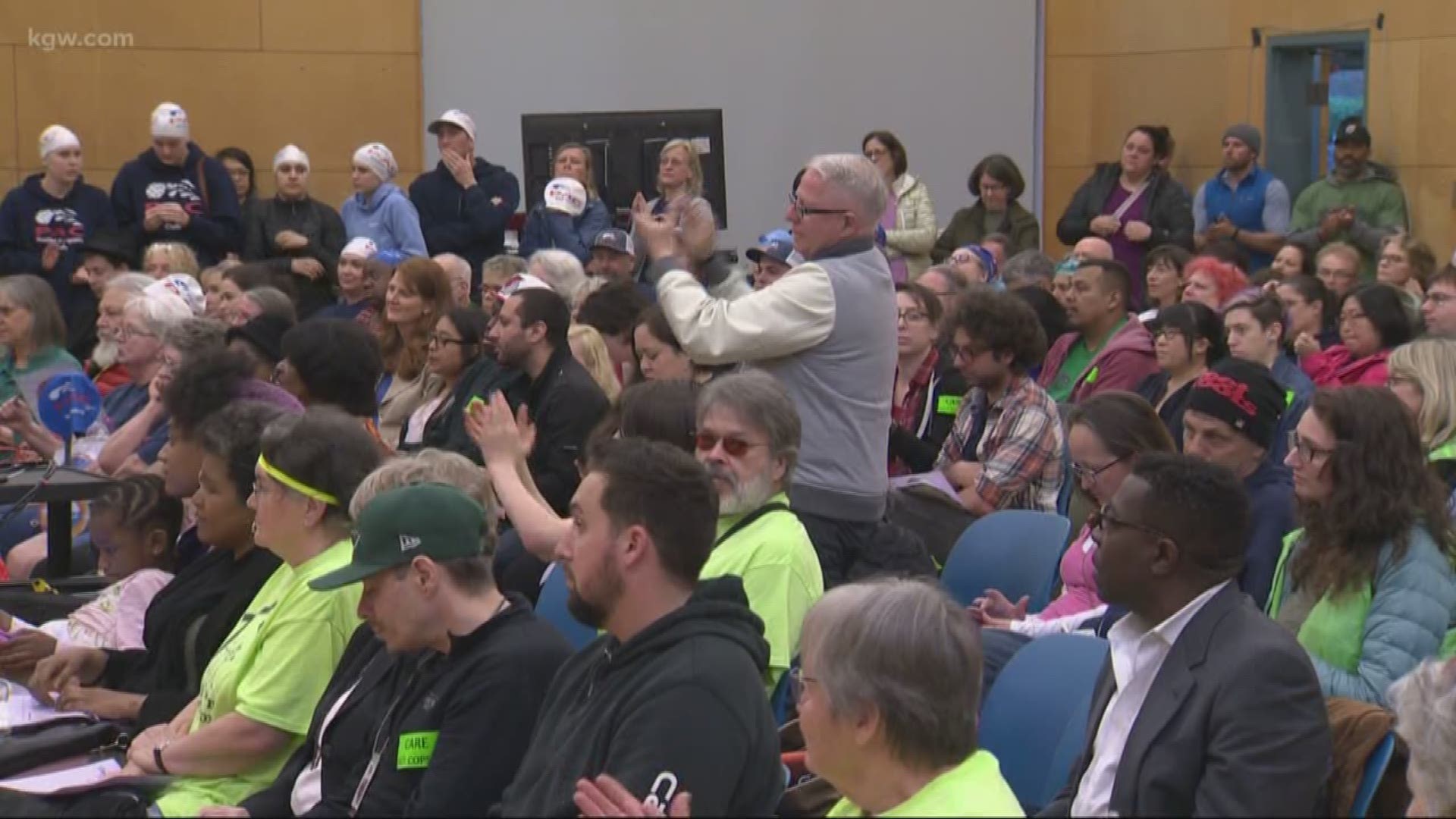 A large crowd shows up at community forum to voices opposition to proposed parks & rec budget.