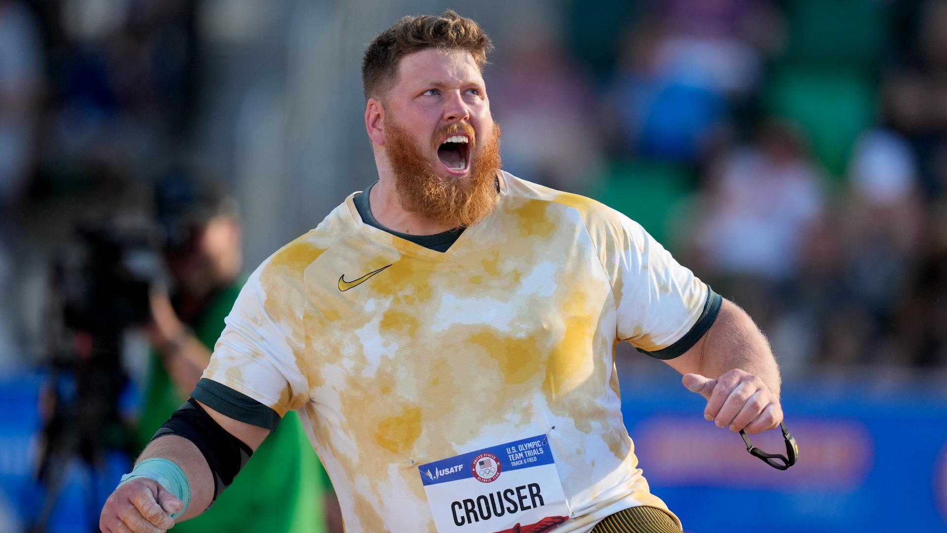 Ryan Crouser, raised in Boring, Oregon, spoke to KGW after placing first in the shot put final at the U.S. Olympic Track and Field Trials in Eugene on Saturday.