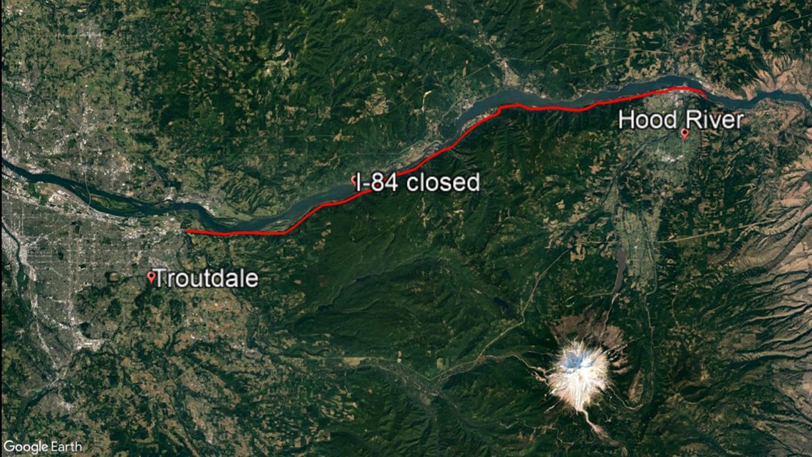 I84 closed between Troutdale and Hood River