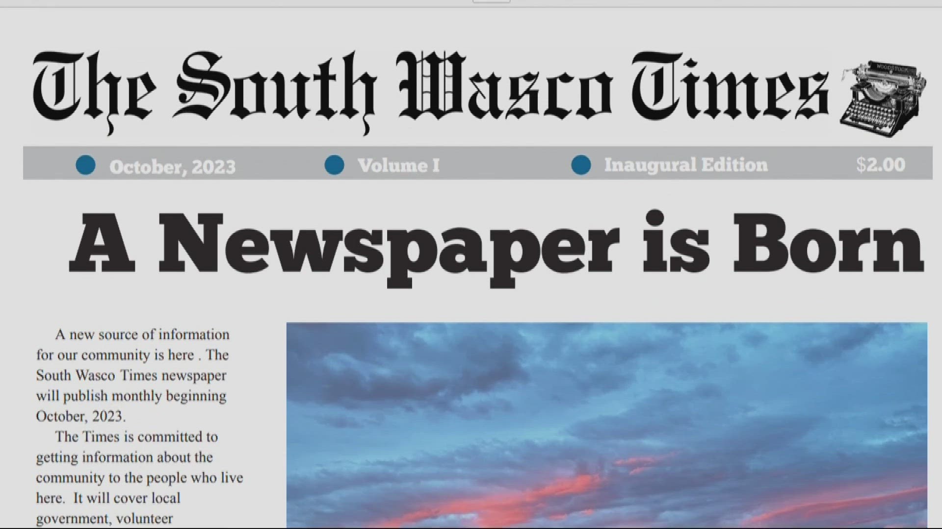 The South Wasco Times is a monthly newspaper targeting the rural community of Wasco County.