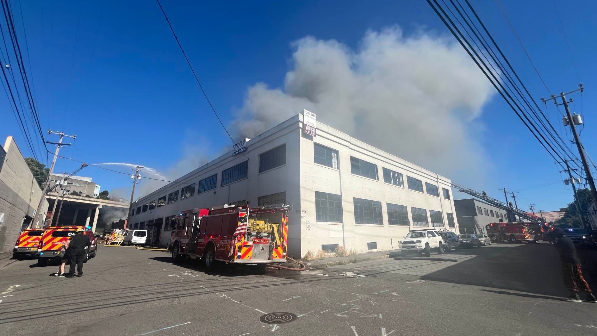 Fire at Portland warehouse sends plume of smoke over city