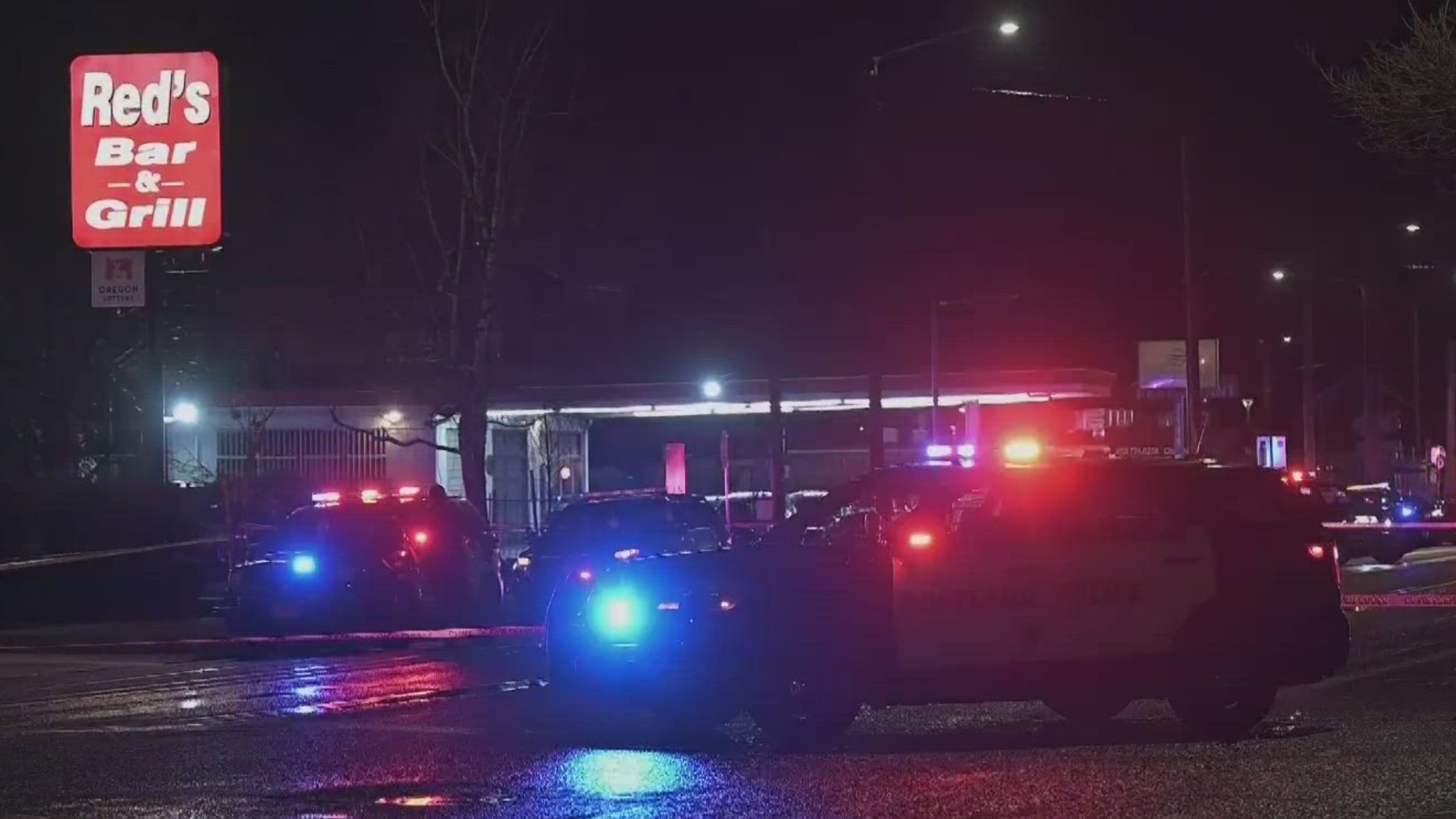 The shooting happened just after 11:30 p.m. Thursday outside Red's Bar and Grill in Southeast Portland, Oregon.