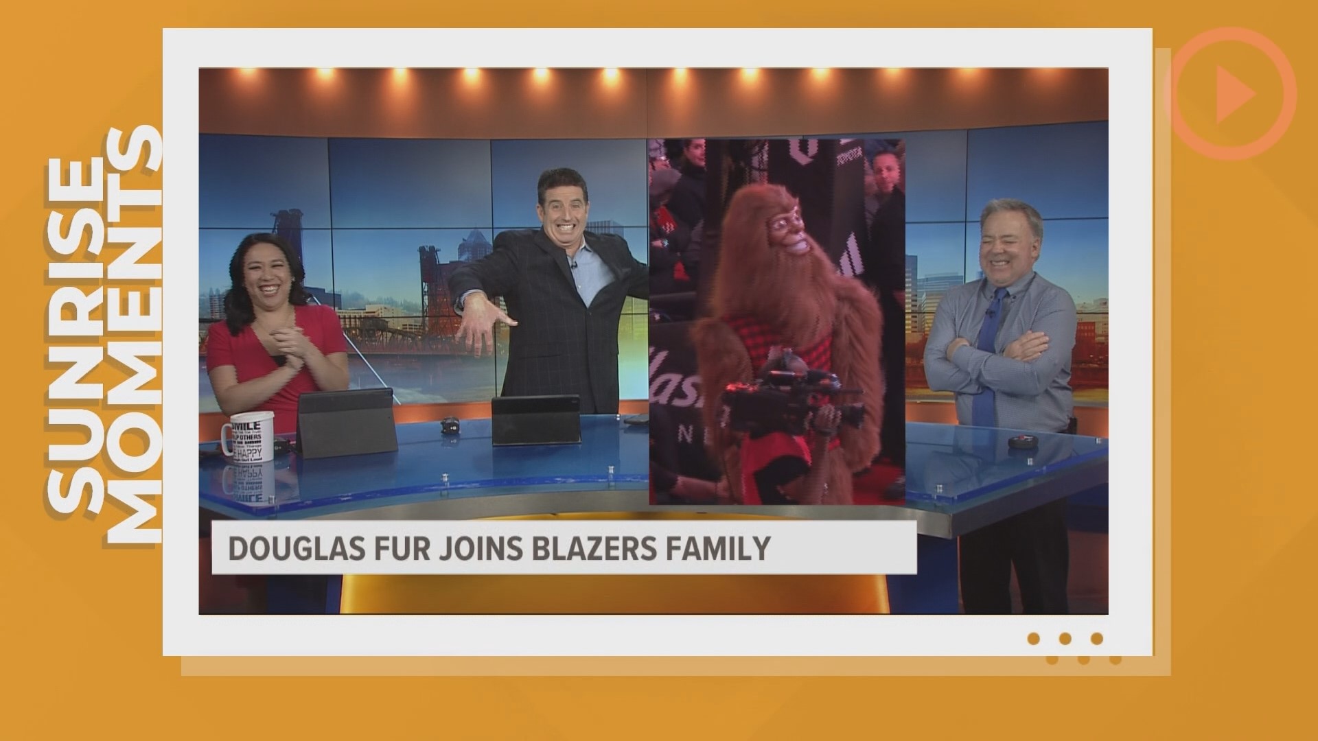KGW Sunrise looks back at some of the lighter moments of the week, including tasting burgers in the studio and weighing in on the Trail Blazer's new mascot.