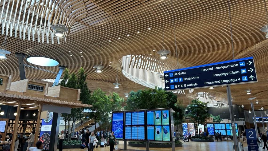 PDX, tribal partners celebrate Portland airport's new timber roof | kgw.com