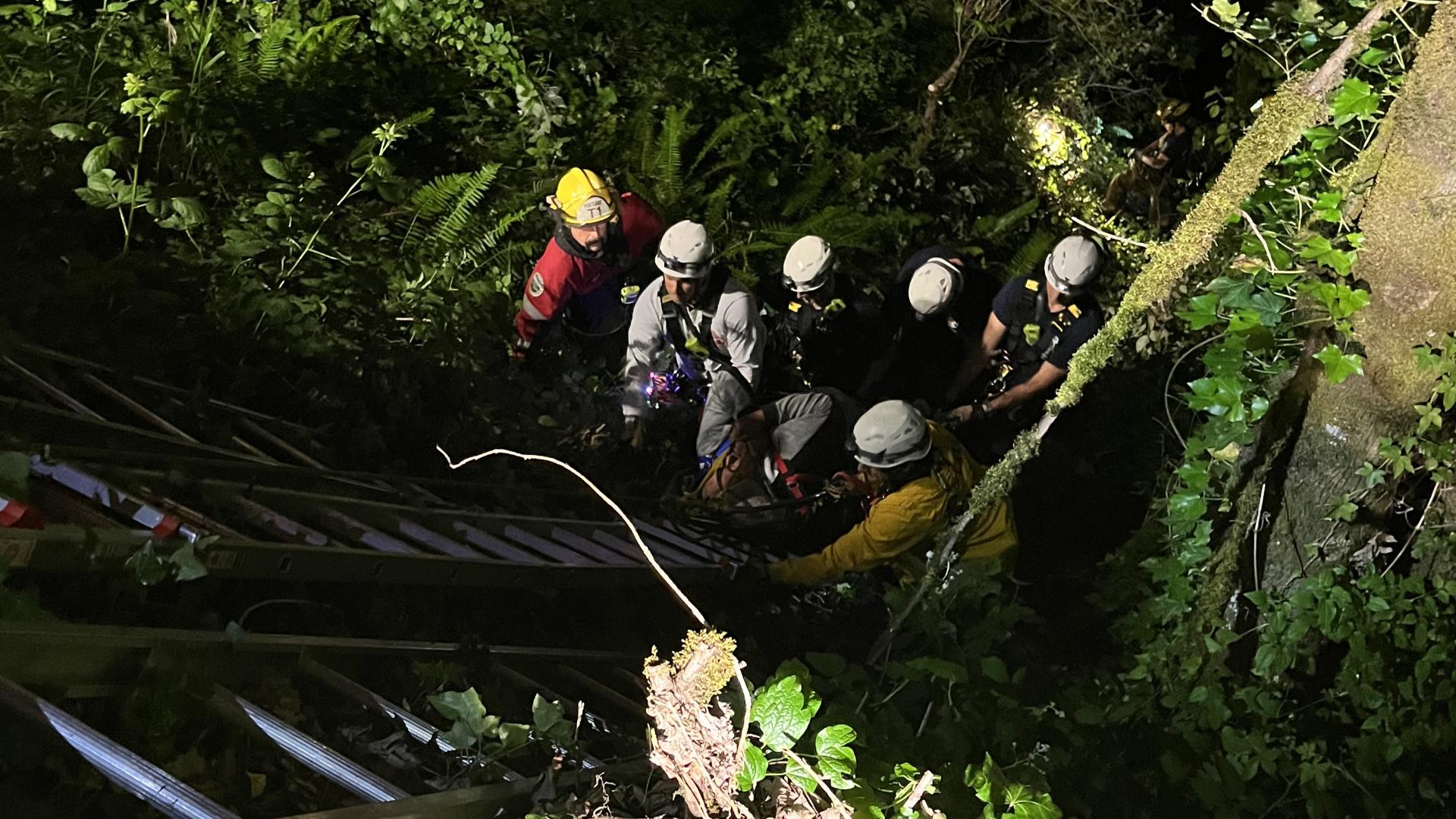 Portland fire crews rescue man who fell down steep slope | kgw.com
