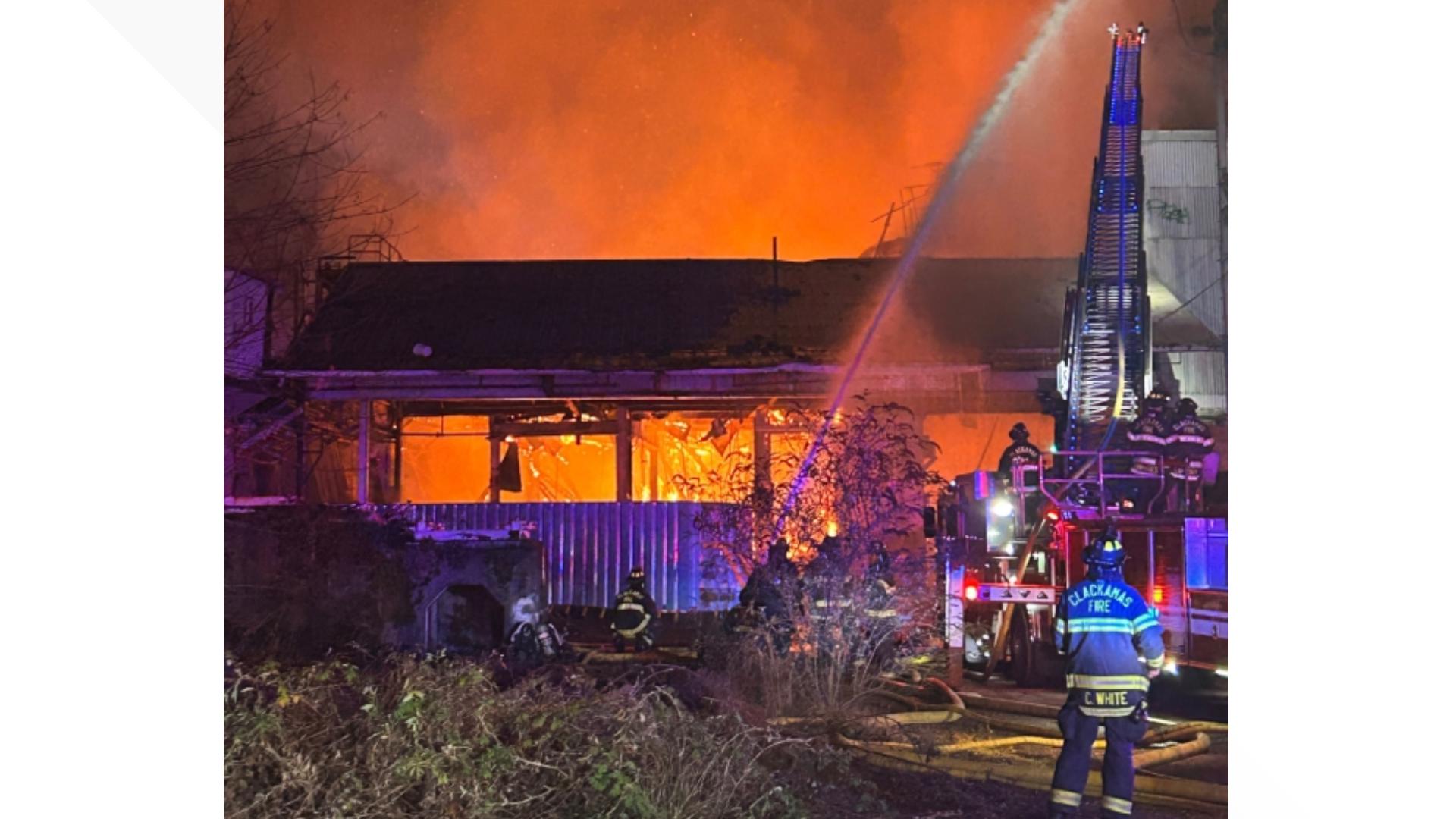 Massive fire breaks out at old Blue Heron paper mill | kgw.com