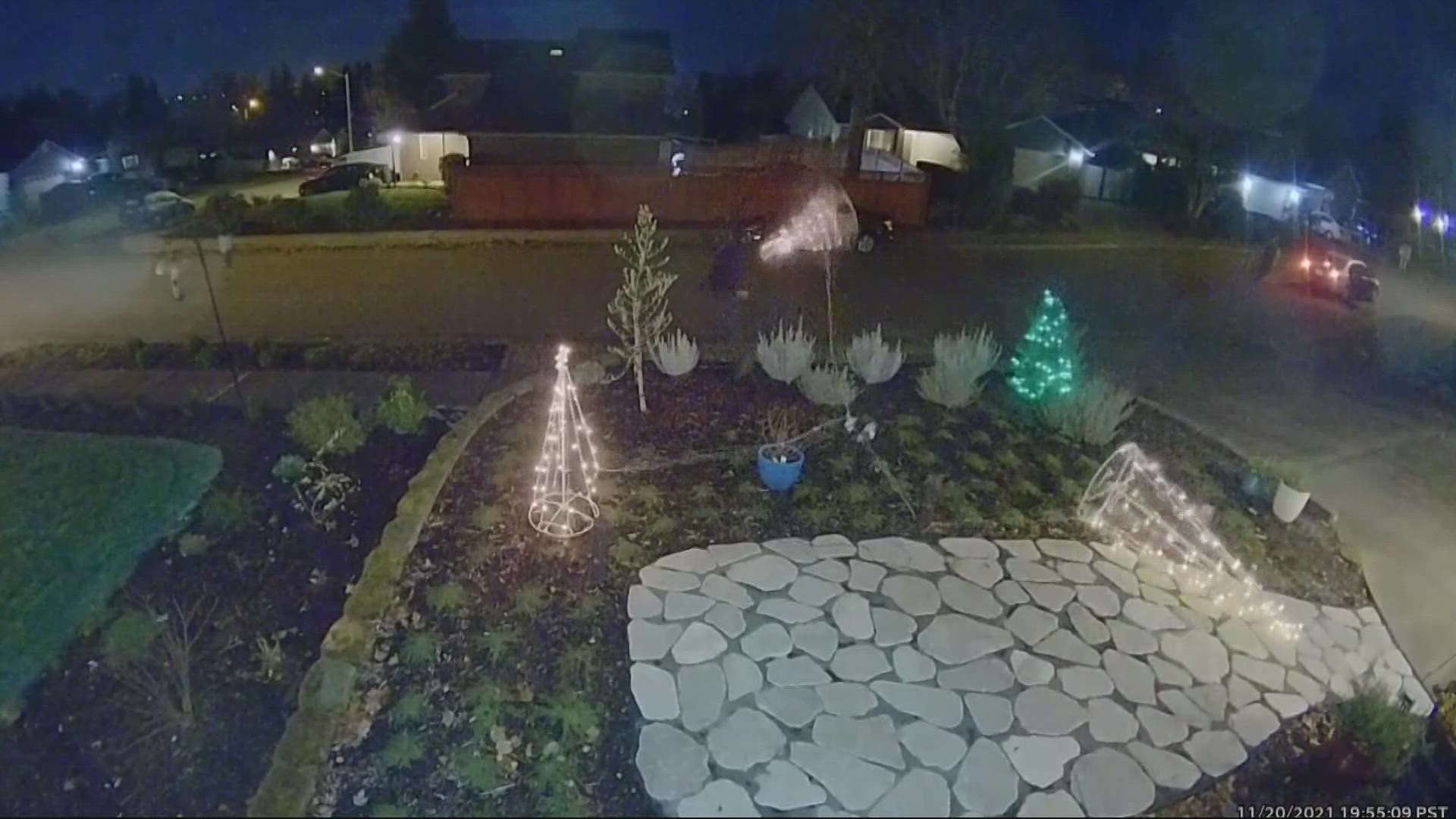 Home surveillance videos around the city show what appears to be a group of youth trashing holiday decorations, stealing, and throwing eggs at houses and cars.