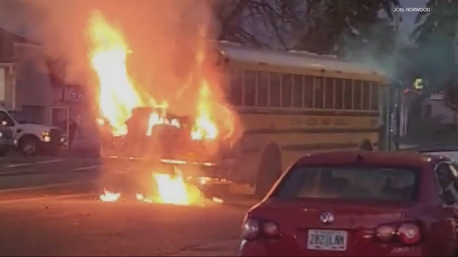 A Salem-Keizer school district bus caught fire while transporting students Tuesday afternoon.