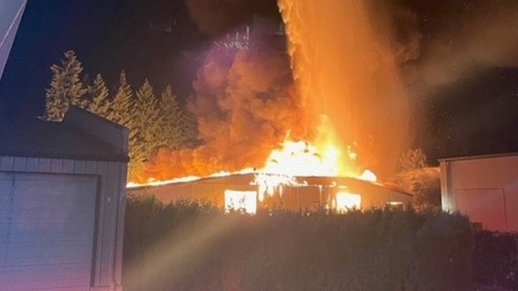 PHOTOS: Fire destroys 7 businesses in Salmon Creek