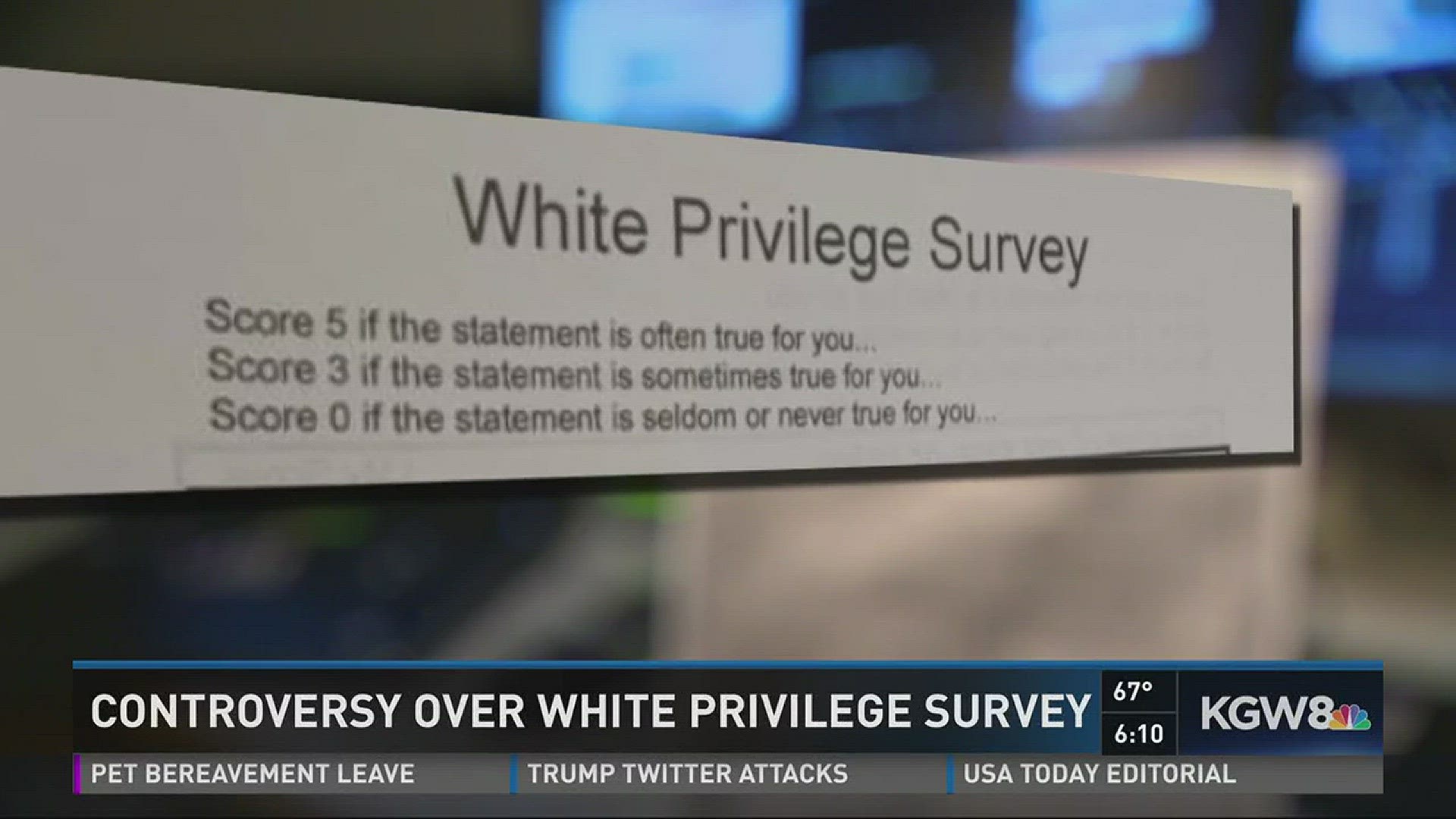 White privilege survey given at Aloha HS