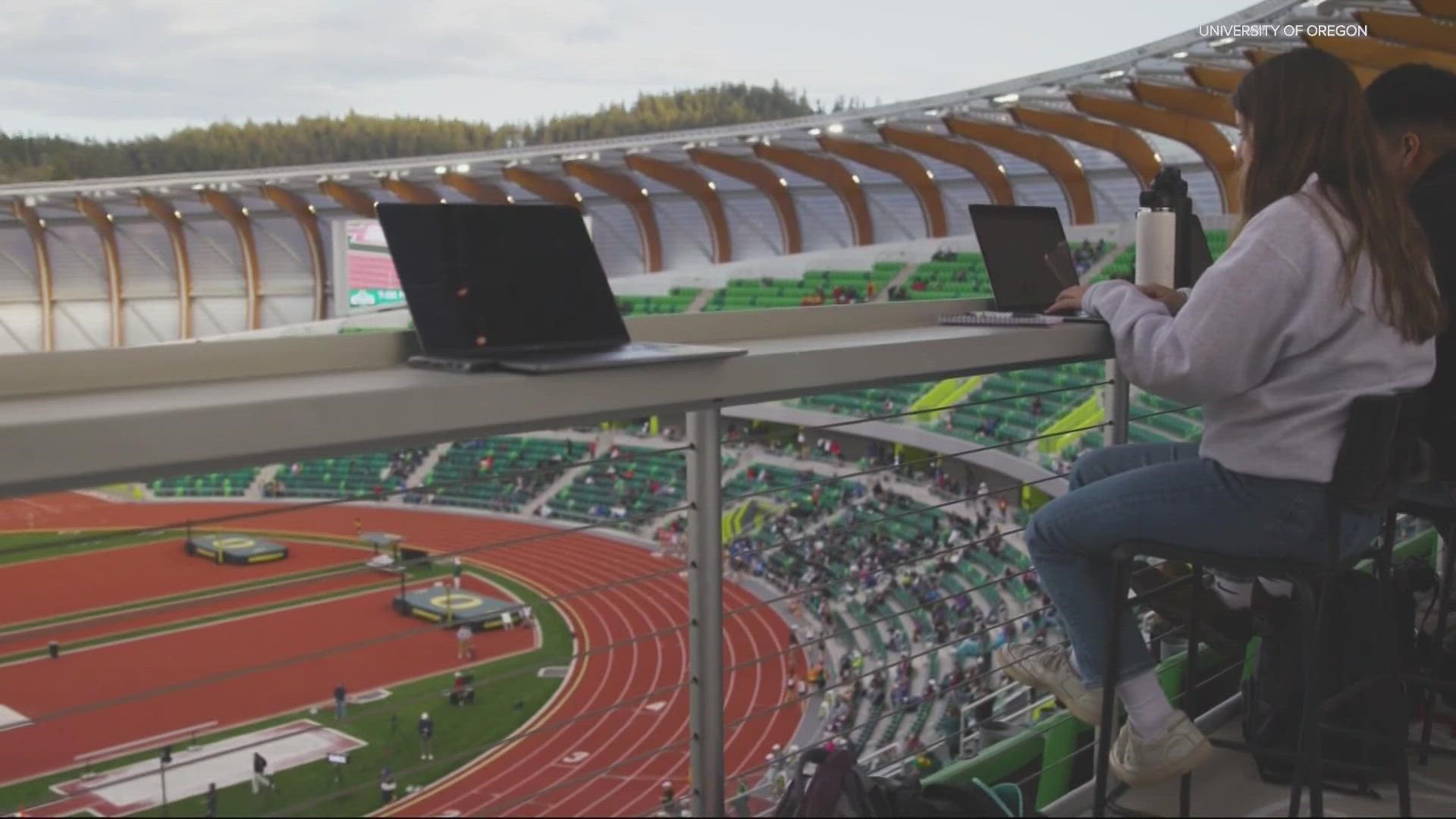 Eight students in the university's Track Bureau will report, post on social media and interview athletes as part of a paid internship partnership with Oregon22.