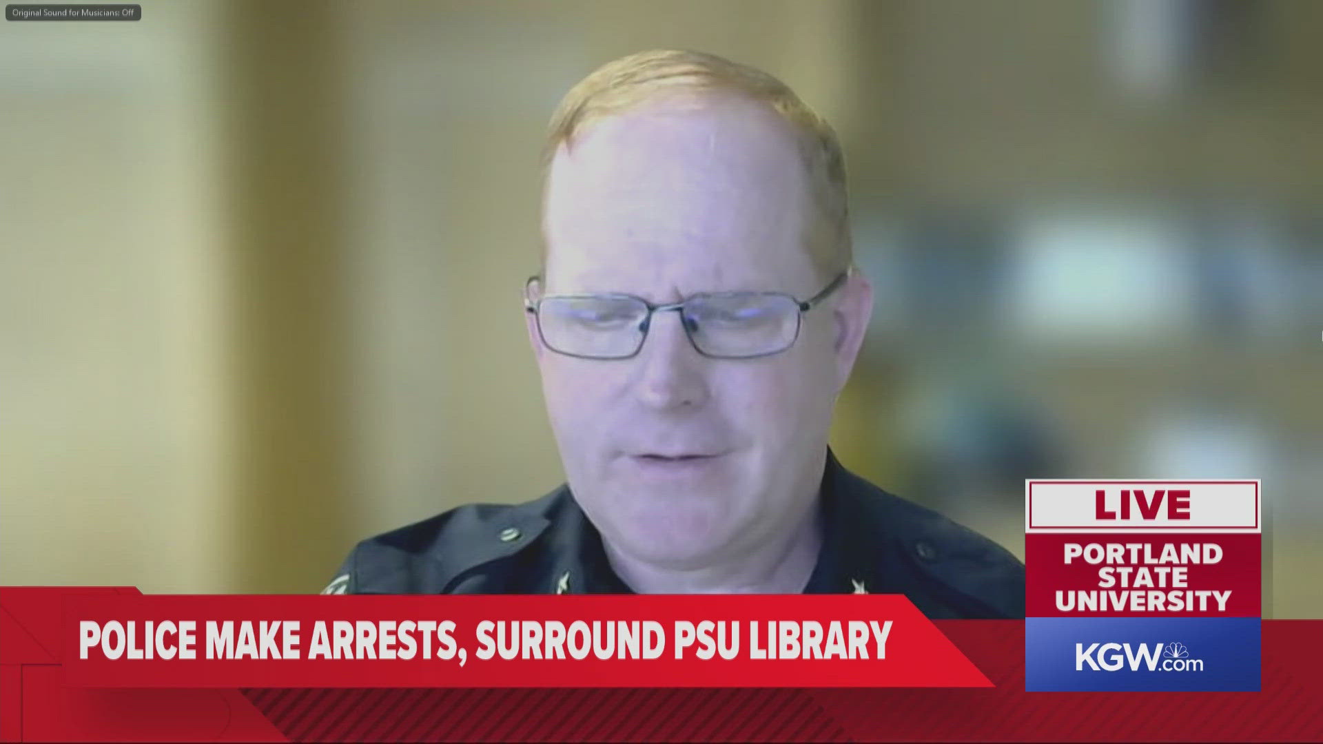 Chief Bob Day called in to discuss the situation at PSU, shortly after a large group of protesters was seen fleeing the library.