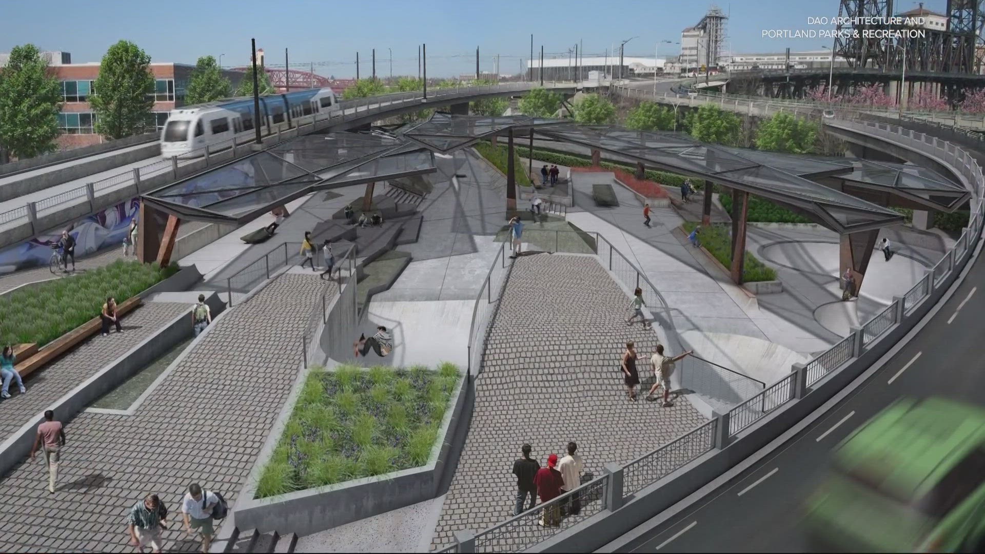 Portland Commissioner Dan Ryan designates $15 million toward new skatepark near the Steel Bridge on the west side of the Willamette River.