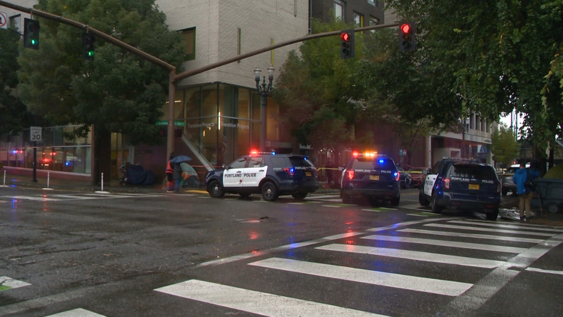 Driver hurts two in downtown Portland tent while fleeing police | kgw.com