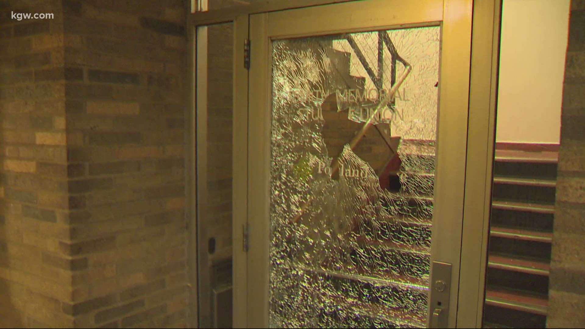 Multnomah County Sheriff's Office said that individuals in the group smashed windows at the PSU public safety building and a nearby Starbucks.
