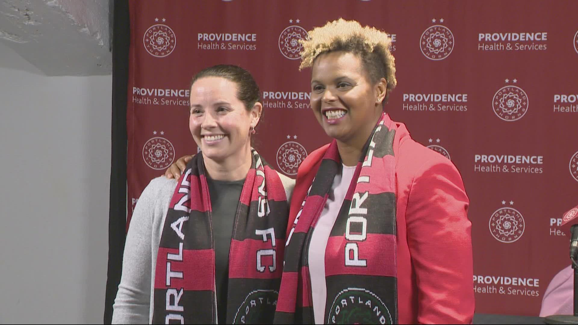 Wilkinson was joined by new general manager Karina LeBlanc at Tuesday's introductory press conference.