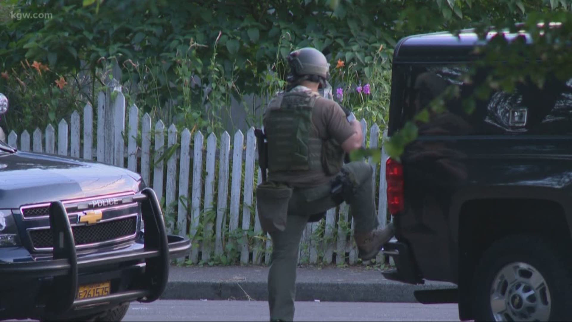 Authorities are searching for an armed suspect who ran away from a traffic stop in Southeast Portland on Saturday.