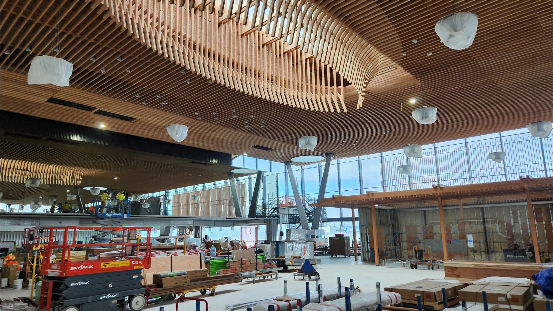 Crews are entering the home stretch of work on the new main terminal at the Portland International Airport, which is set to open in May.