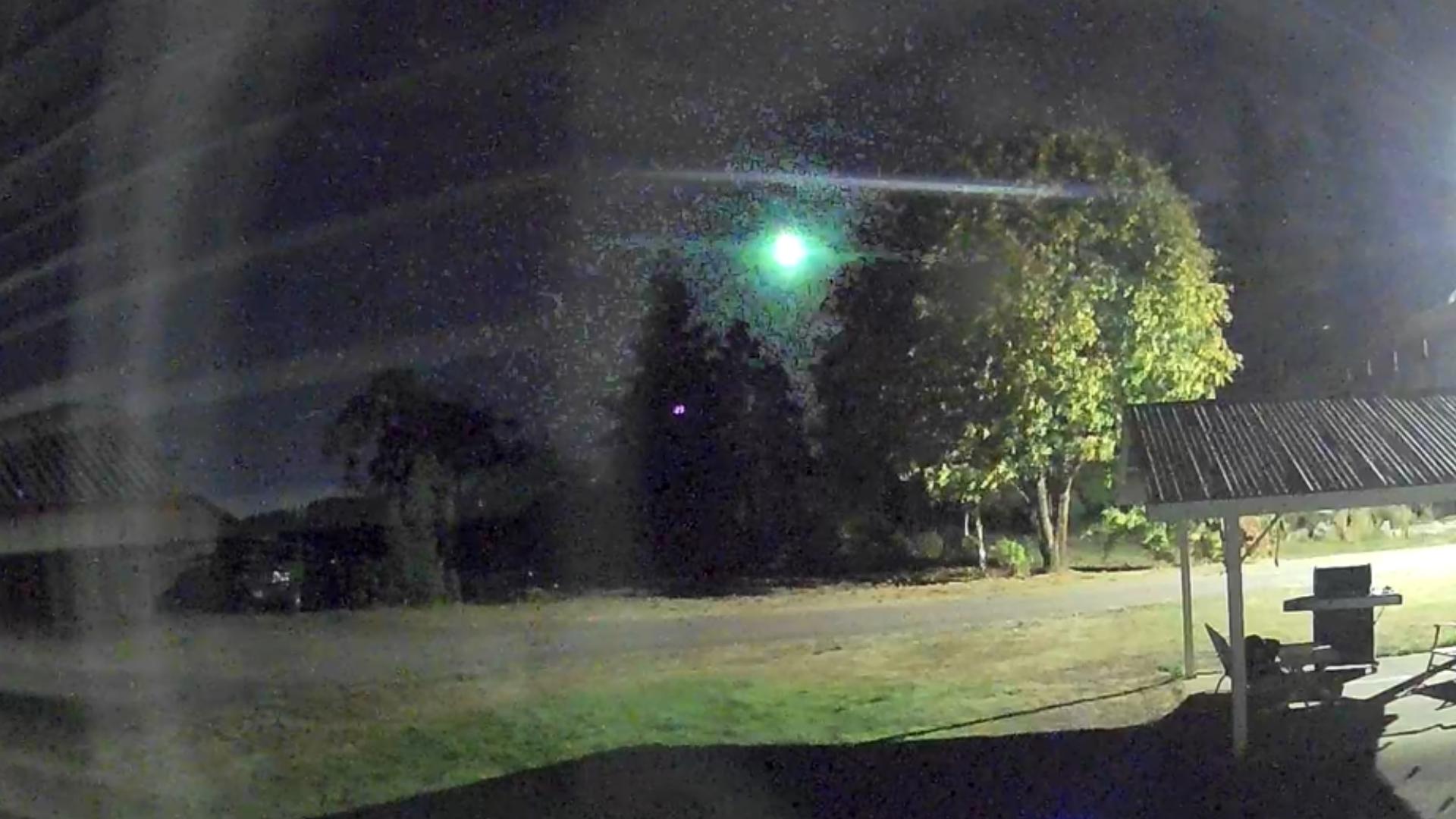 This video, courtesy of Ann H., captured on a Wyze camera on the night of Sept. 23, 2024, shows a meteor streaking through the sky in Cornelius, Oregon.