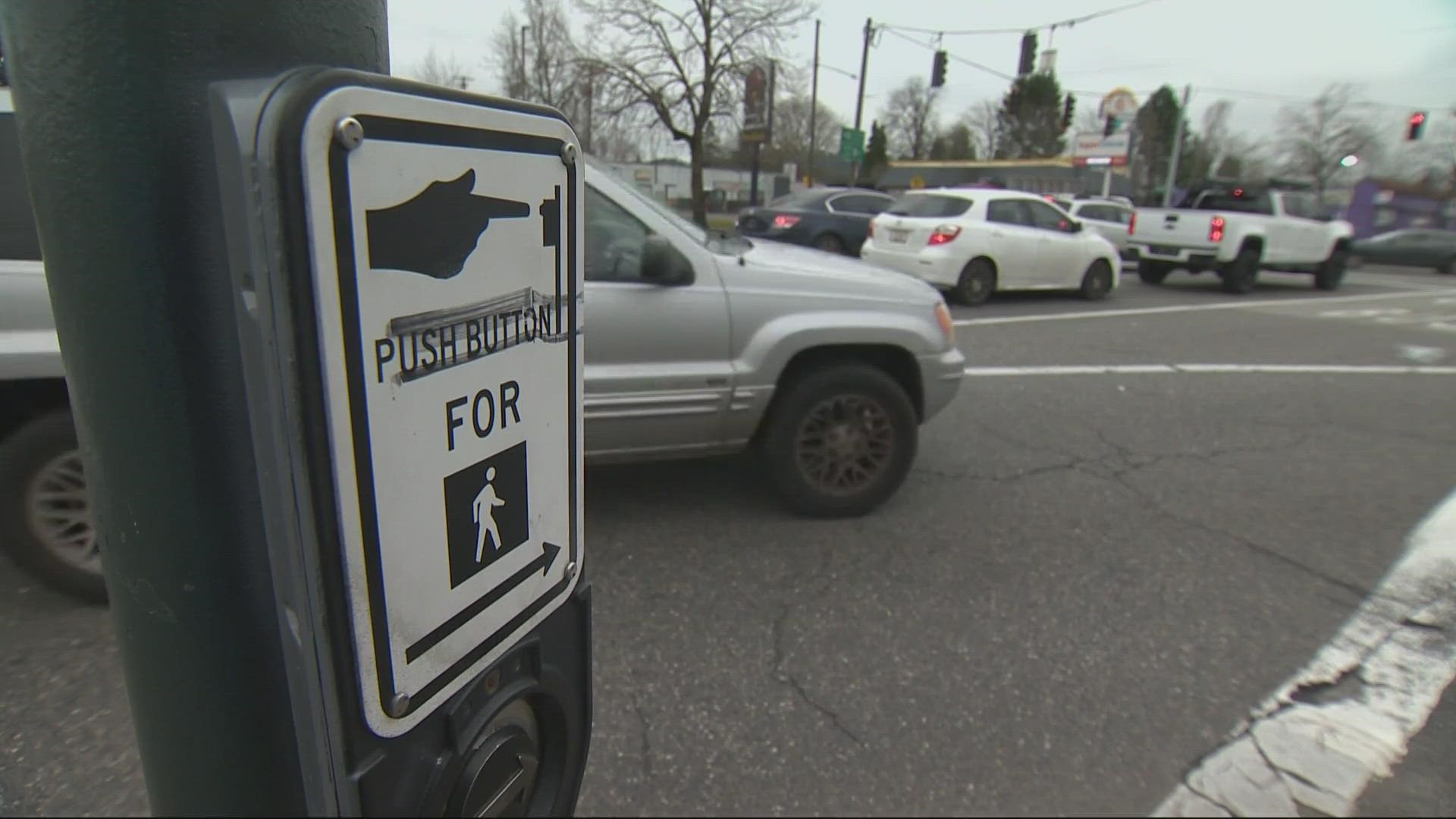 Portland police responded to reports of a pedestrian hit by a car Tuesday night in Southeast Portland. The pedestrian died despite life-saving efforts by paramedics.