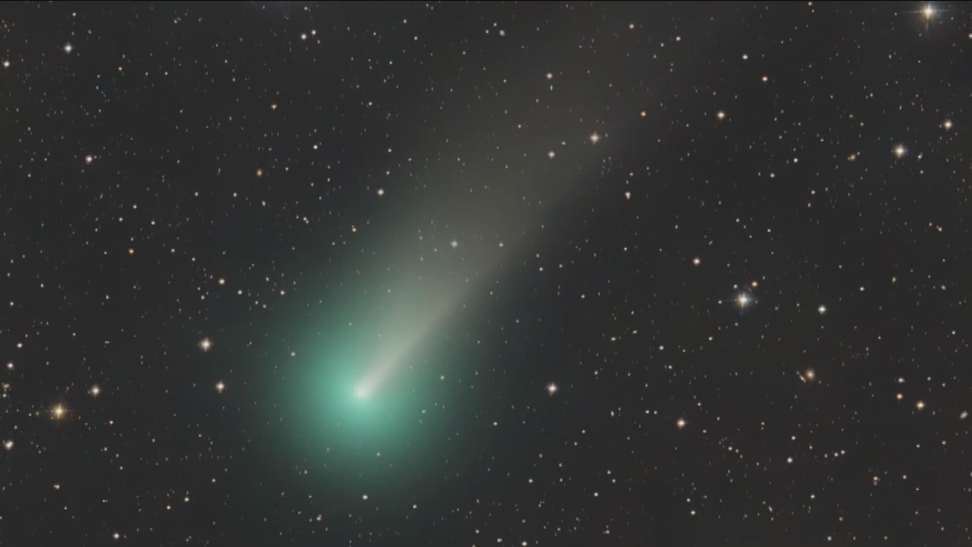 The green comet will be visible February 1 and 2. It'll come within 26 million miles of Earth and is unlikely to return for millions of years.