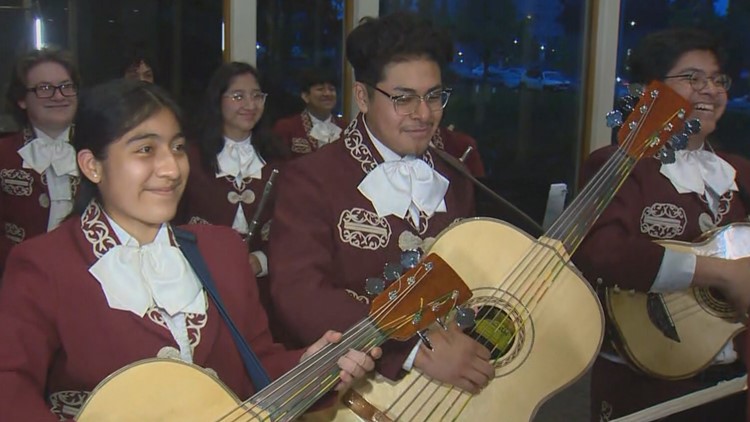Woodburn High School mariachi band performs on Cinco de Mayo