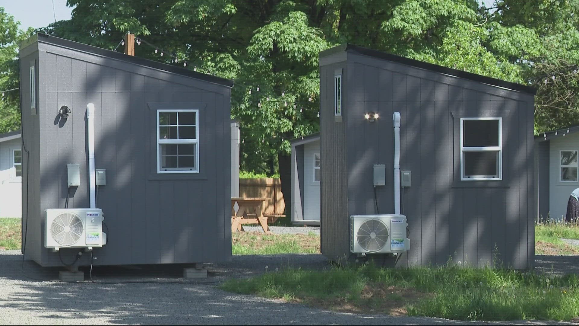 The first of these outdoor pod shelters opened two years ago. Over the last year, about 70 people have moved on to other housing.