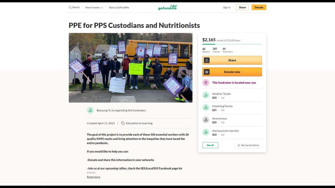 GoFundMe started to help Portland janitors, lunch workers get PPE - Vimarsana News
