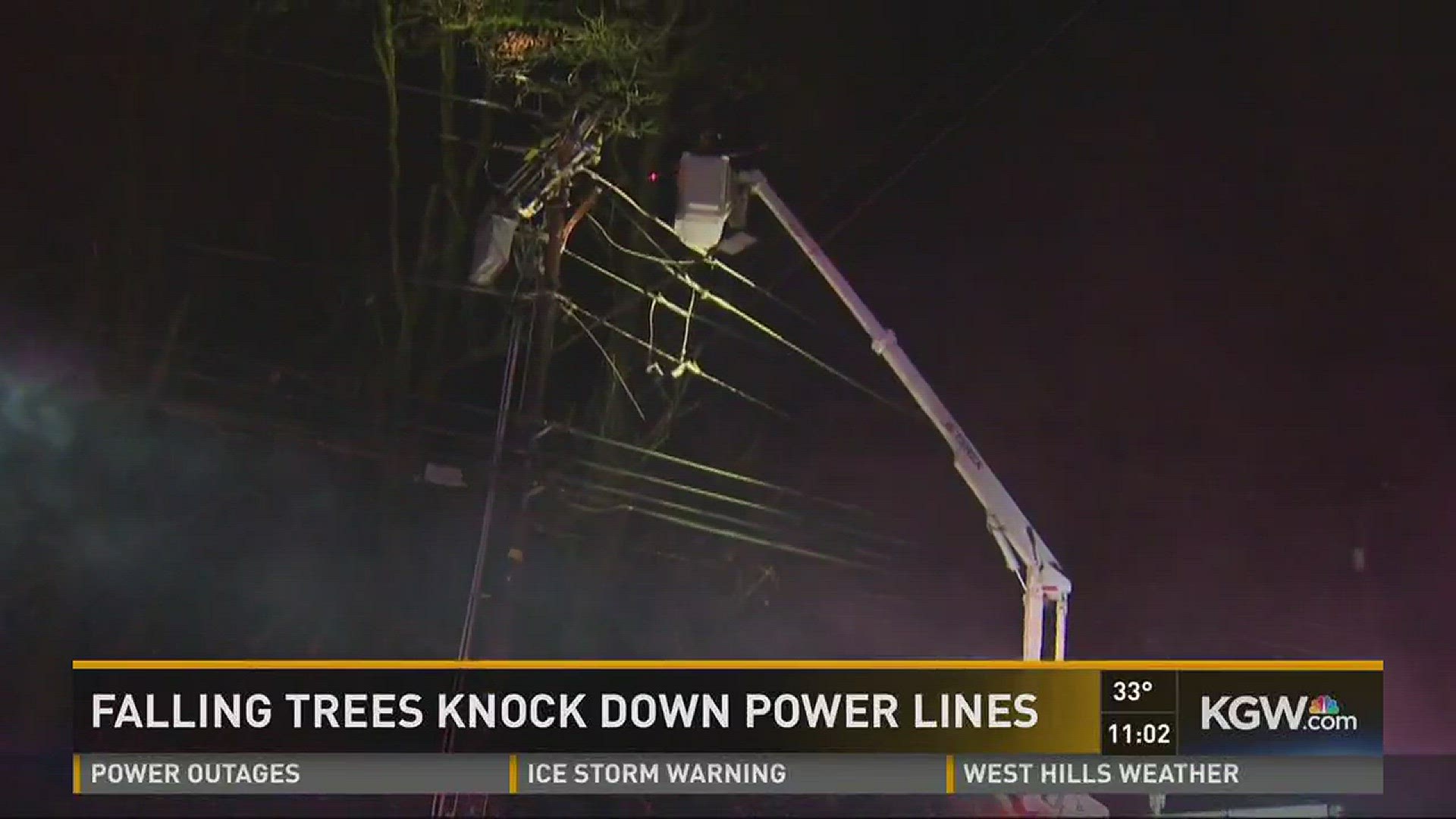 Falling trees knock down power lines