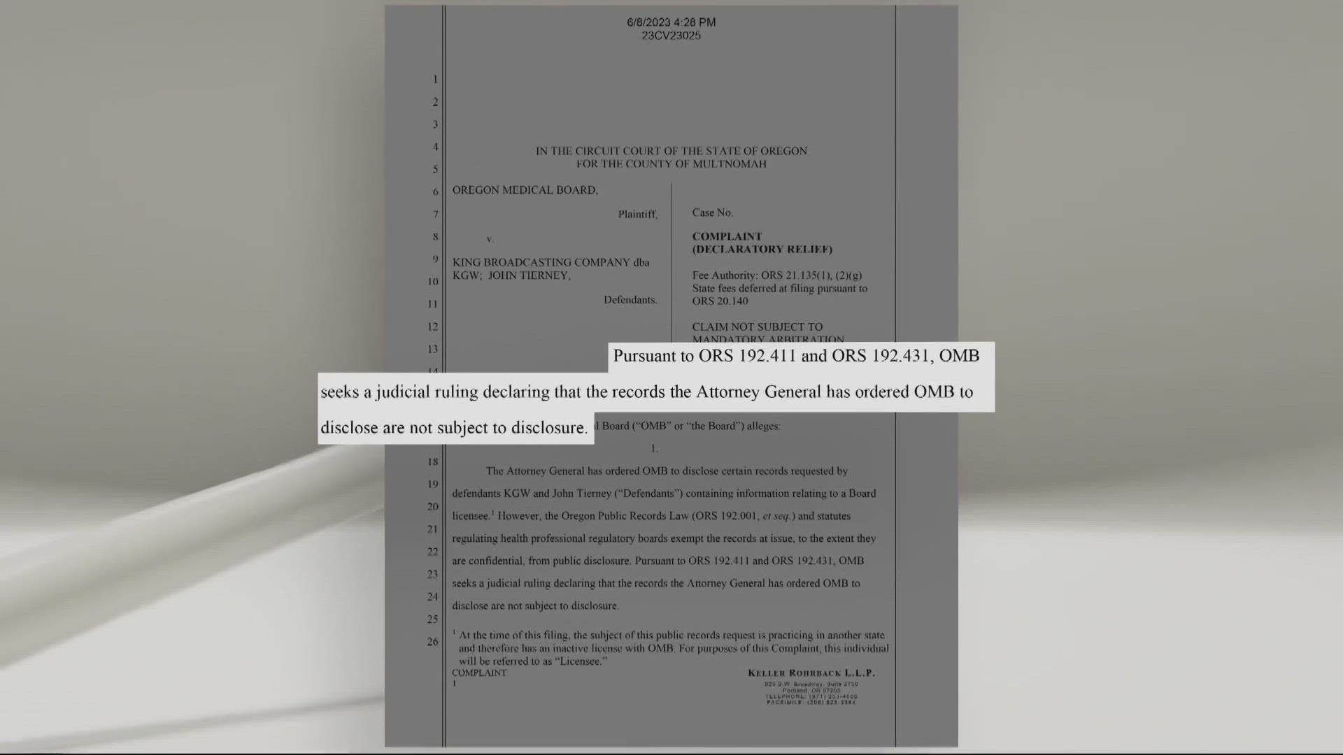 KGW has been fighting to obtain records from the Oregon Medical Board about a doctor accused of sexual battery. The board has been trying to keep the records private