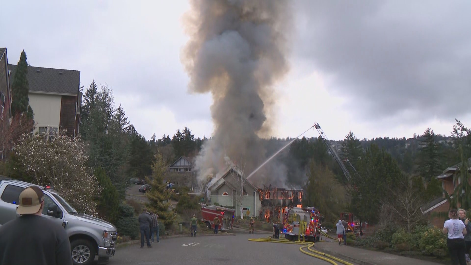 Portland Fire & Rescue responded to two homes on fire following an explosion in the Northwest Heights neighborhood on Thursday.