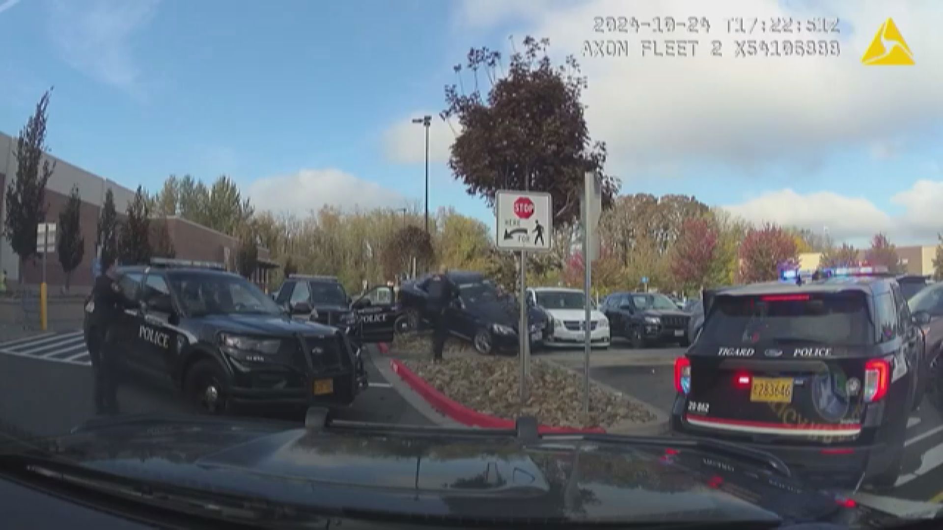 Video: Driver arrested after hitting police cars in Walmart parking lot ...
