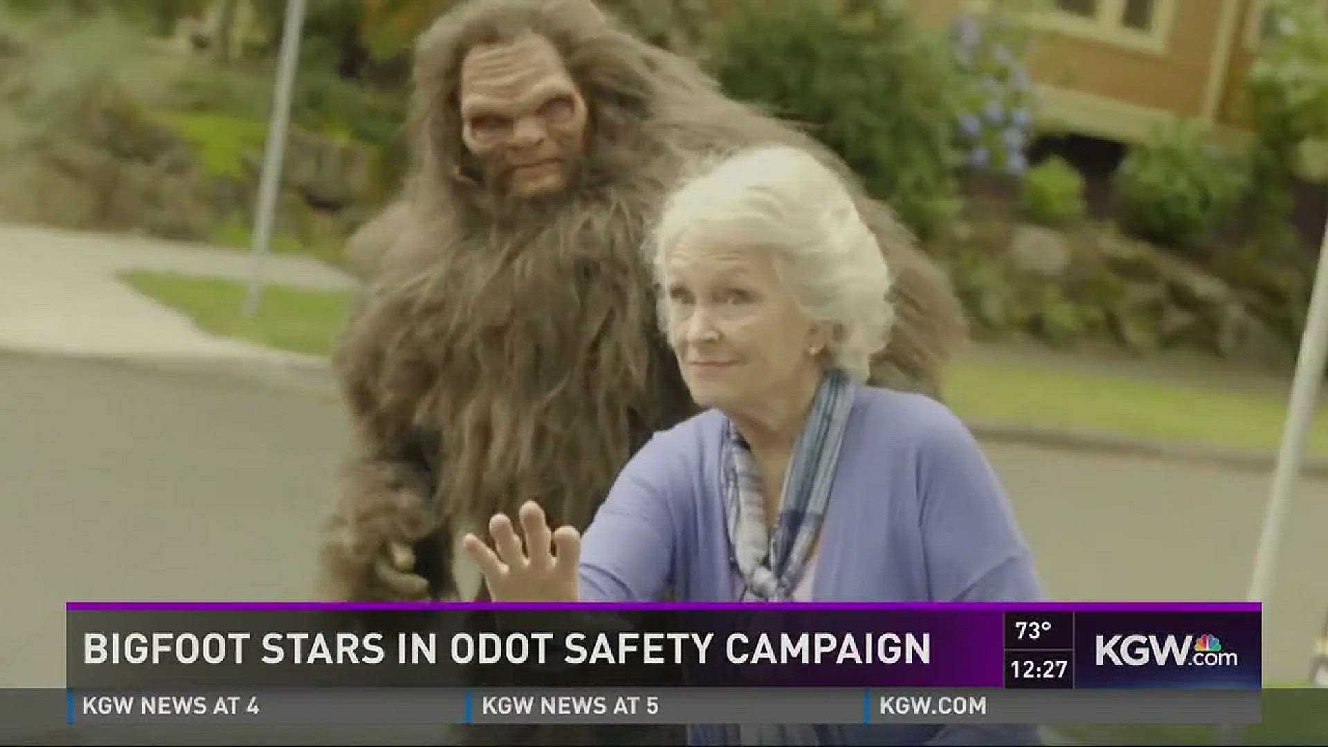 Bigfoot stars in crosswalk safety campaign