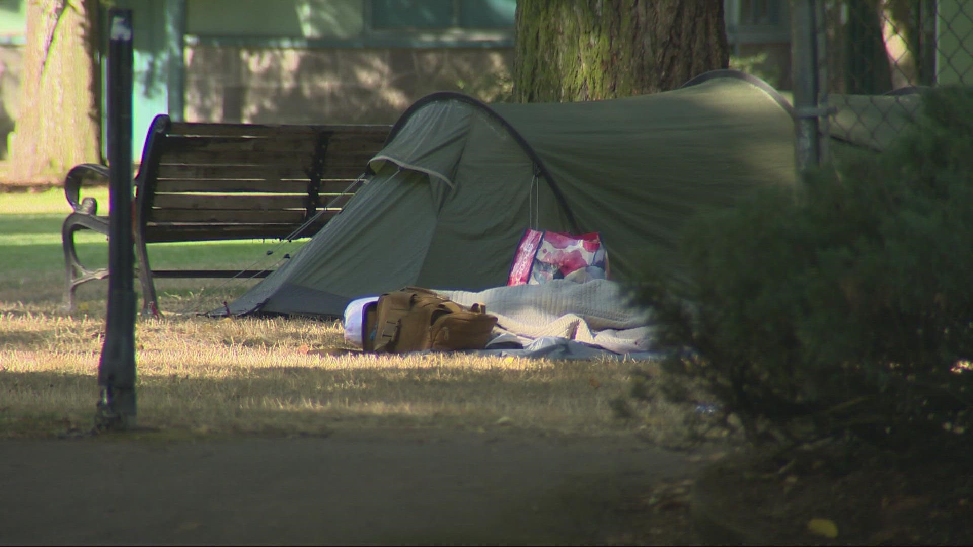 The city cleared a large homeless encampment from the perimeter of the park last month. Now campers are back — inside the park.