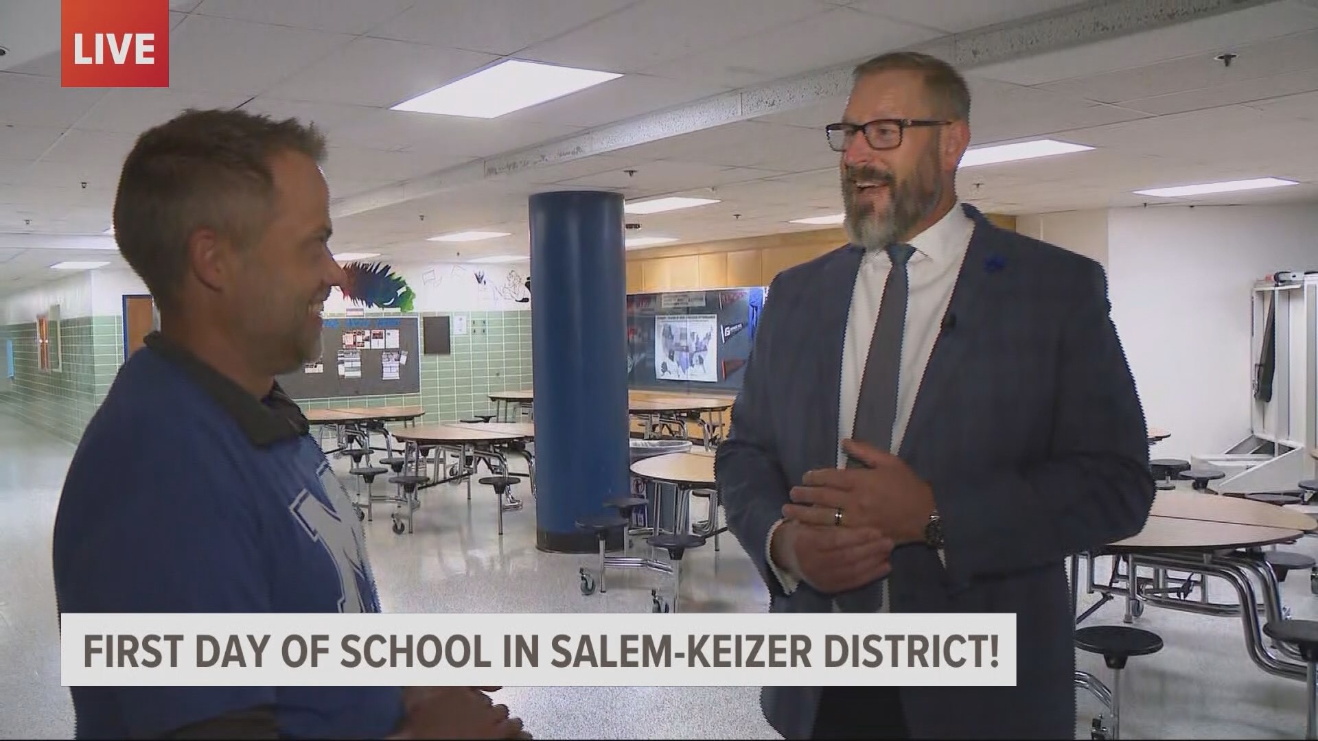 Devon Haskins visits McNary High School in Salem for the first day of school. He speaks with former NFL player and new McNary HS Principal Scott Gragg, and seniors!