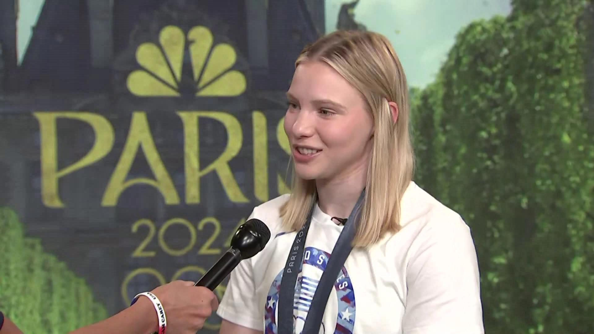 Jade Carey won a gold medal in the team all-around at the 2024 Paris Olympics. The Oregon State gymnast gives an update on her health heading into the vault finale.