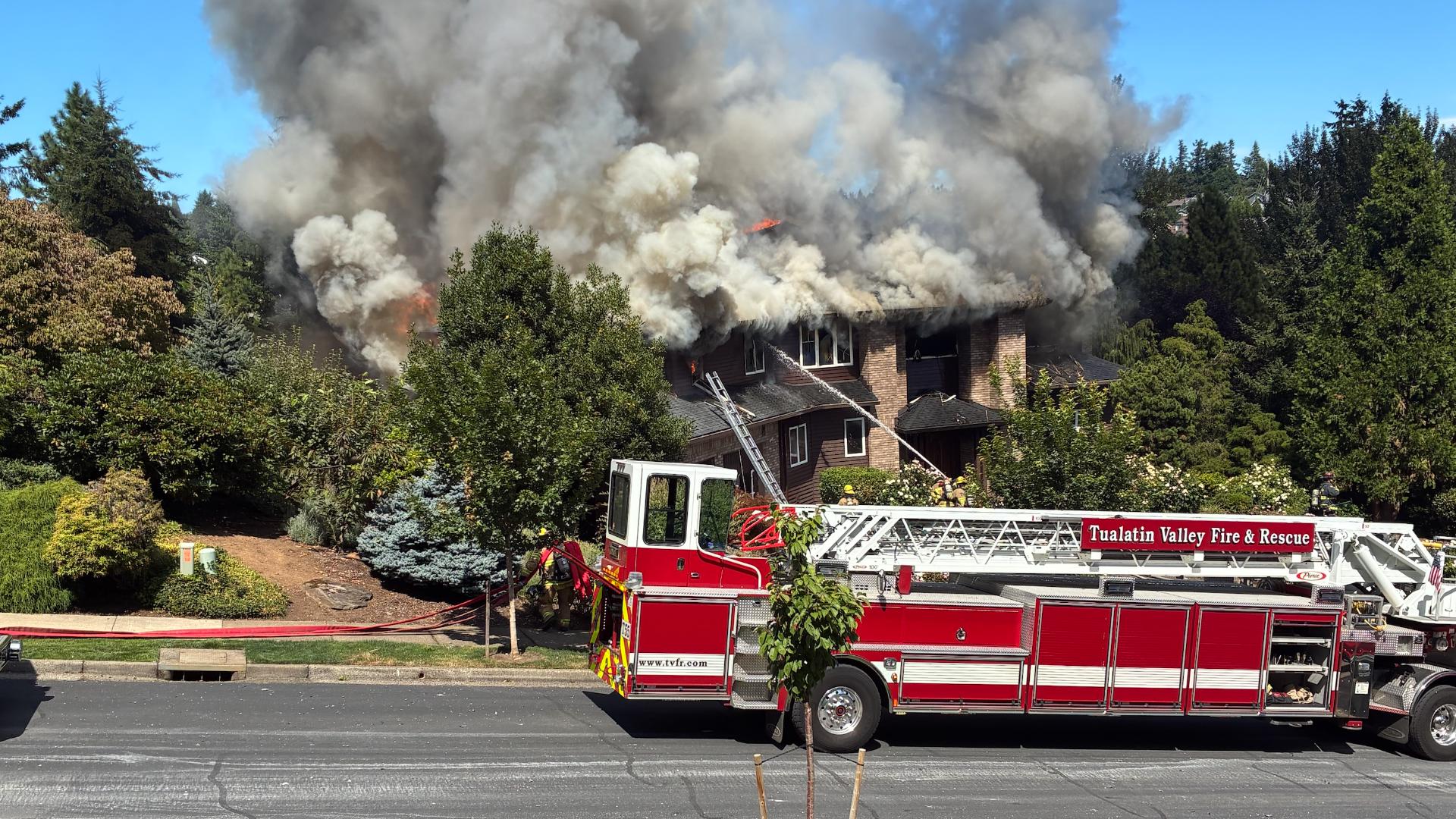 West Linn homeowner, dog considered missing after large house fire