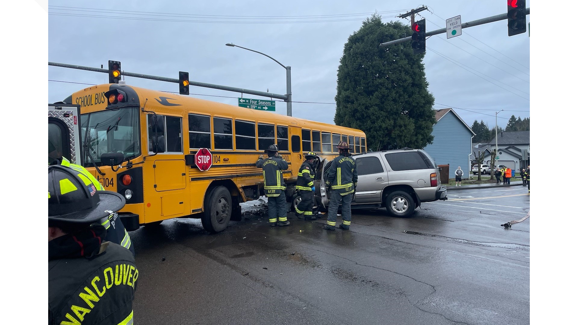 SUV crashes into school bus in Vancouver; injuries reported | kgw.com
