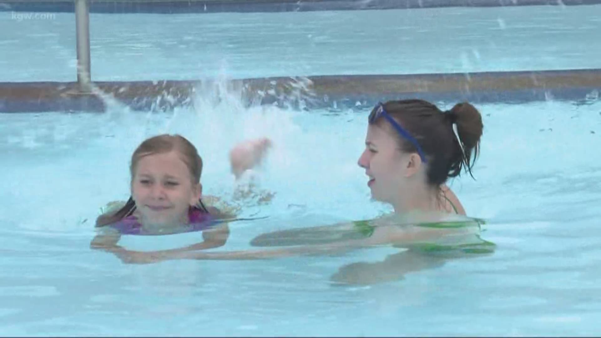 Swimmers were waiting in line Tuesday morning for the opening day of outdoor pools. KGW's Christine Pitawanich visited the Grant and Wilson High pools.