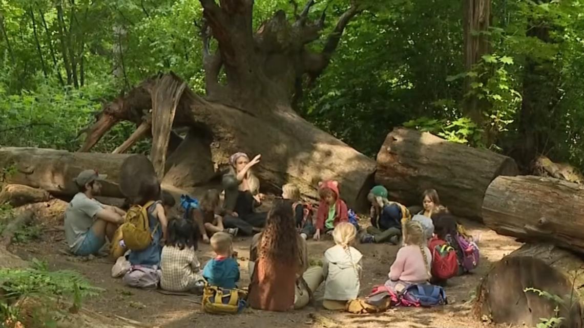 This West Linn school holds class outside, rain or shine