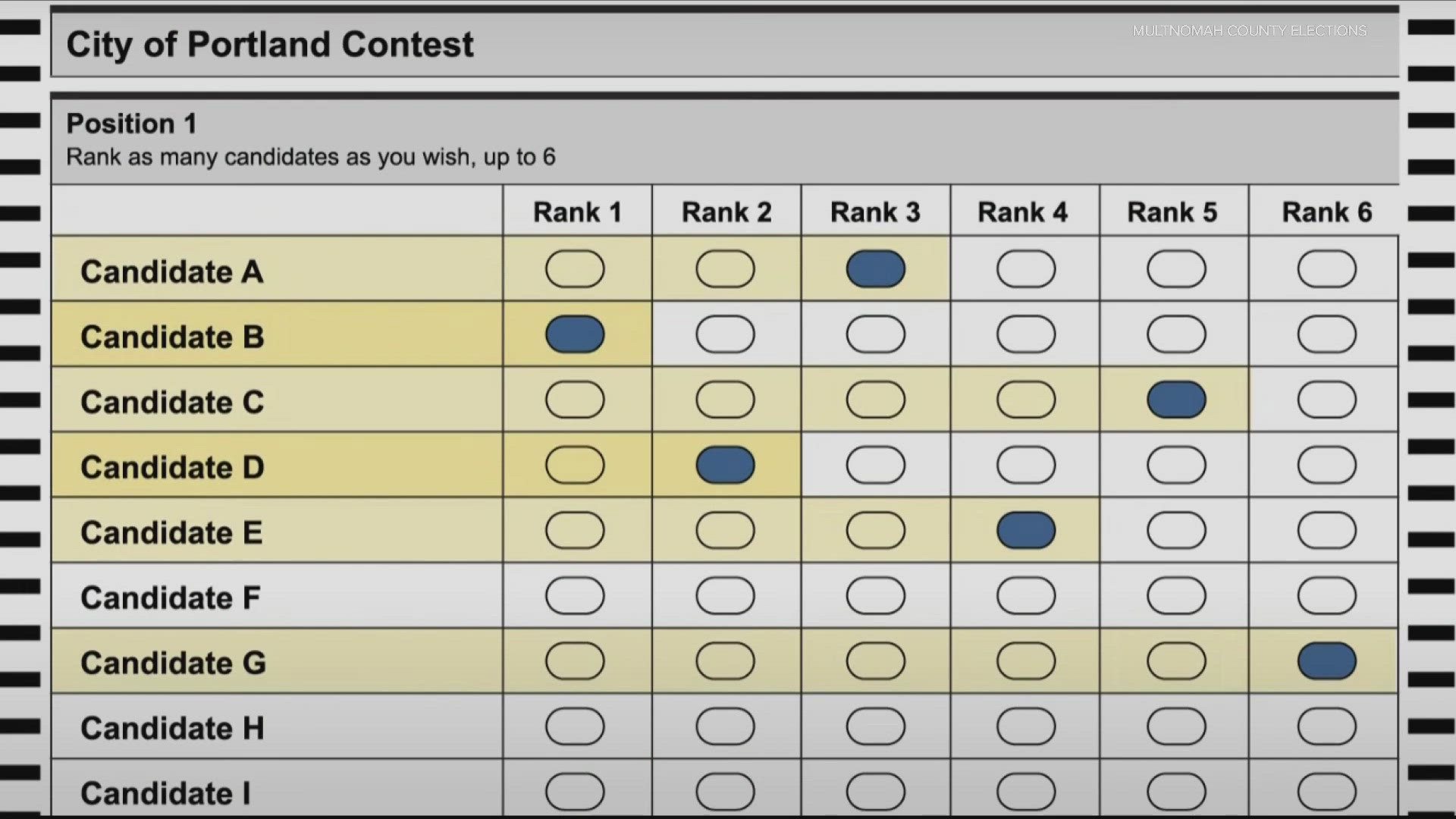 While voting in the races for mayor, auditor and the new 12-person city council, you'll be able to rank the candidates you want to win from favorite to least favorit