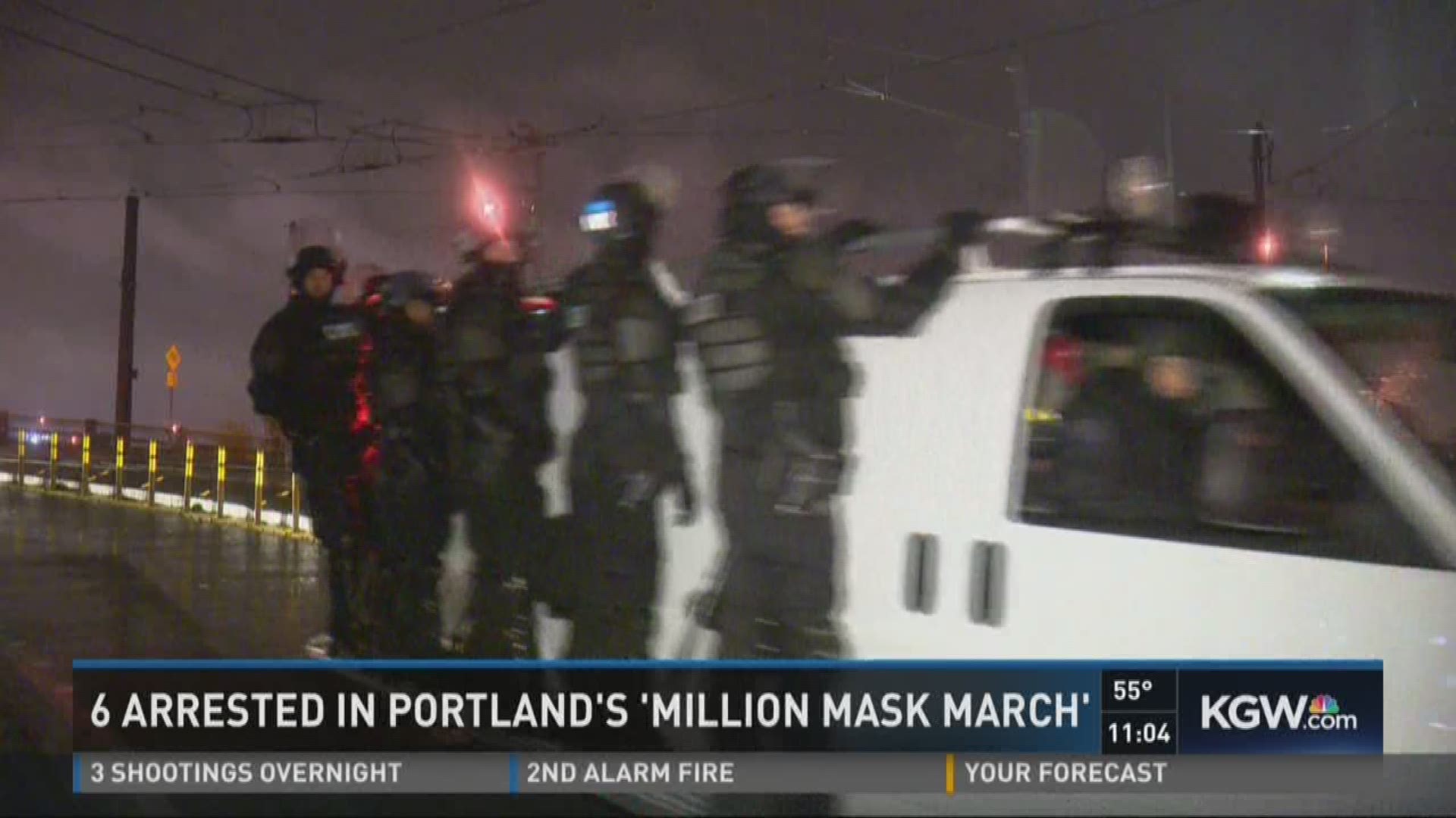6 arrested in Portland's 'Million Mask March'