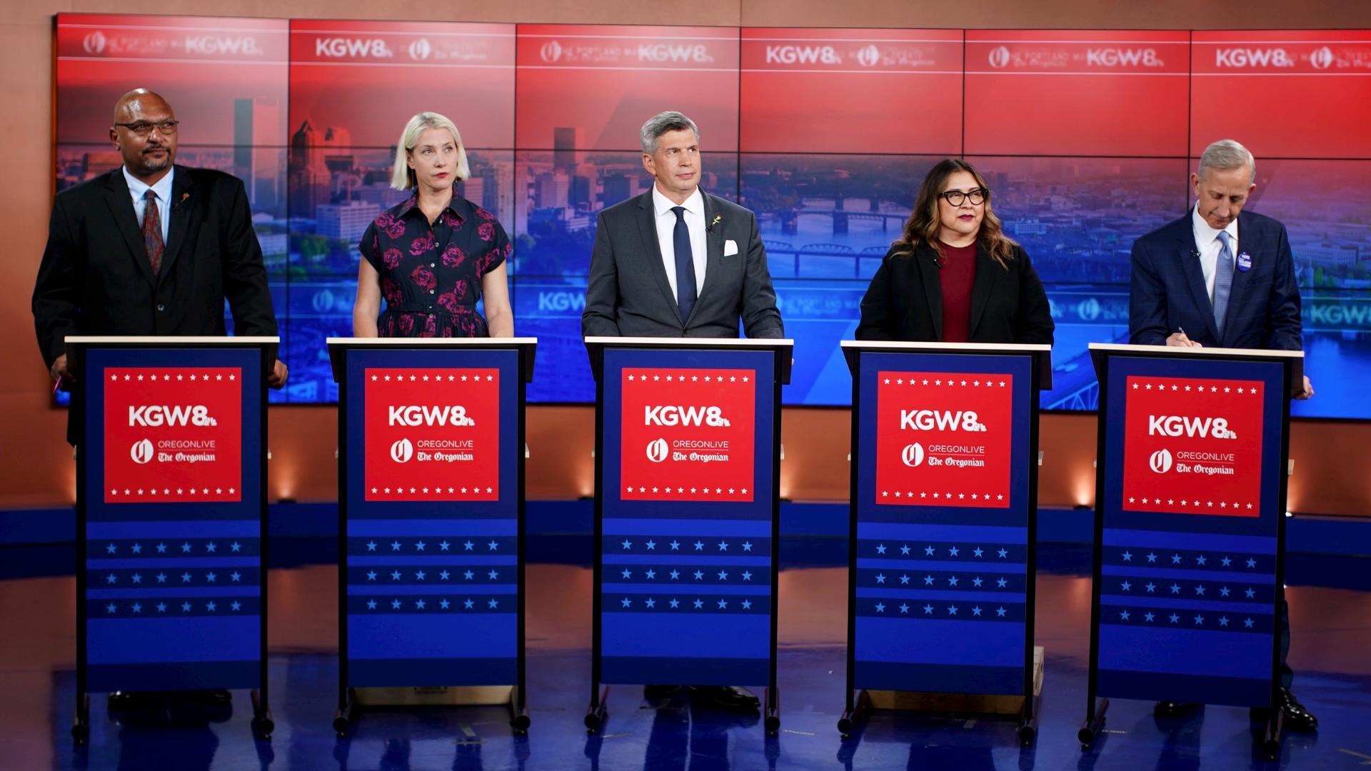 Five leading candidates for city mayor faced off in our studio tonight: Rene Gonzalez, Carmen Rubio, Keith Wilson, Mingus Mapps and Liv Østhus.