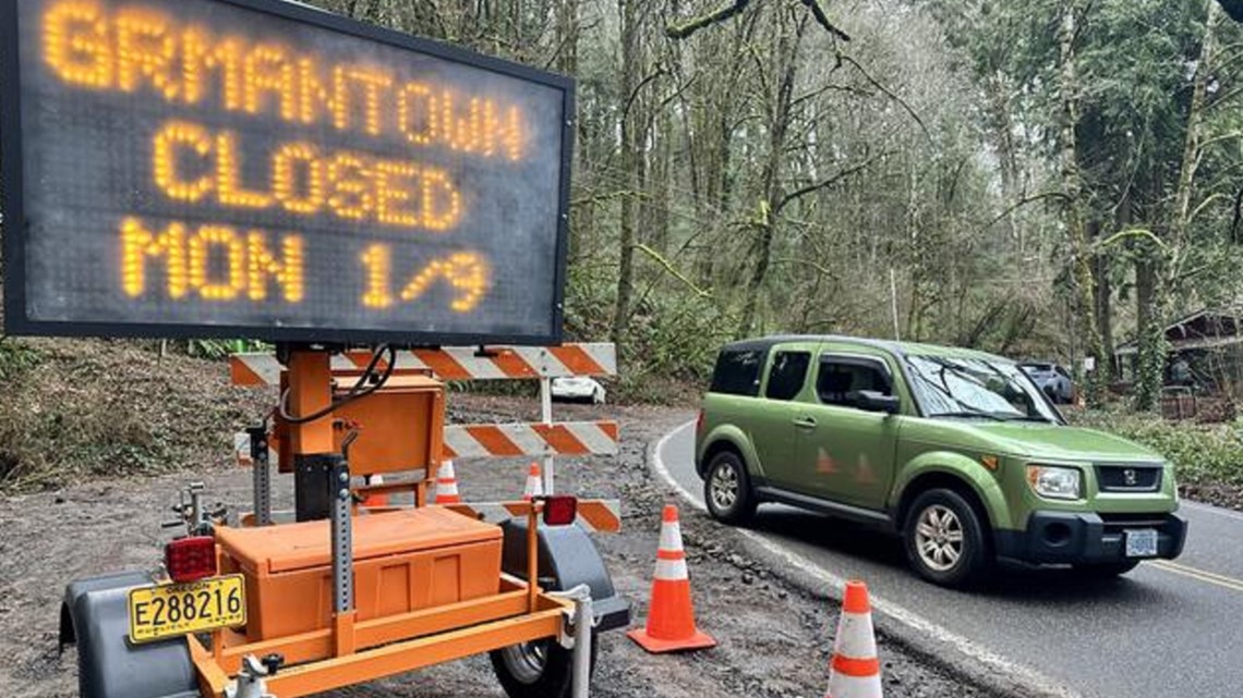 NW Germantown Road in Portland closed for storm cleanup