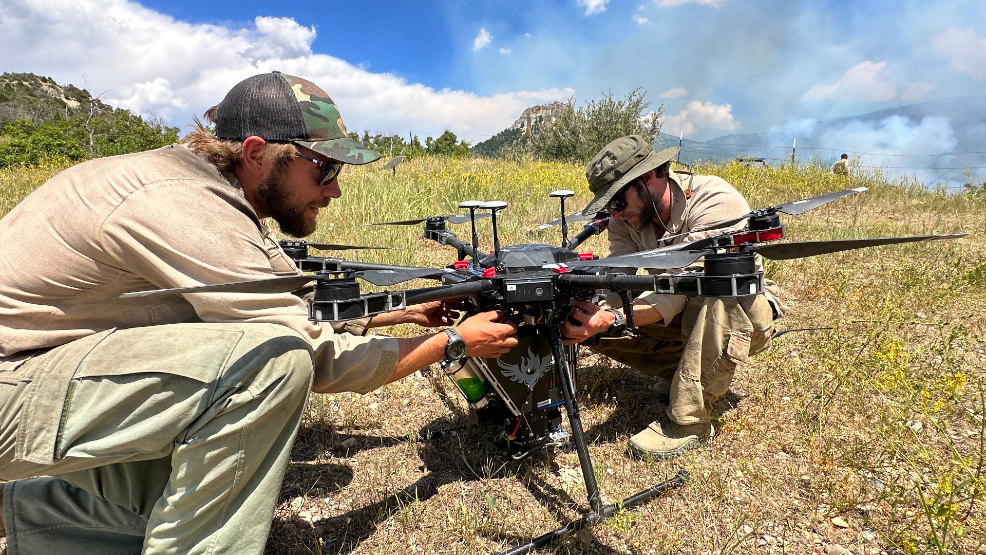 Unlike helicopters, drones can safely fly through smoke, at night and at low elevations to guide fire crews and even drop charges to ignite containment burns.