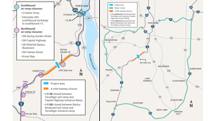 I-5 closure in Portland reopens after weekend closure | kgw.com