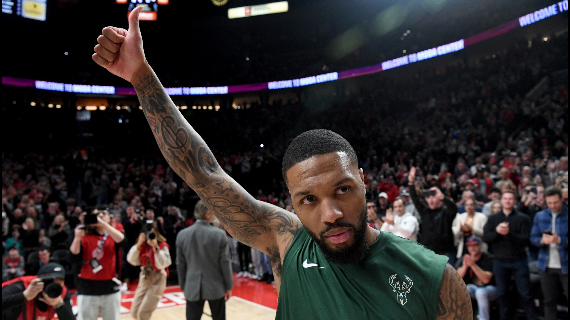 Trail Blazers fans serenaded Damian Lillard with multiple standing ovations in his first game at the Moda Center since he was traded to Milwaukee in September.