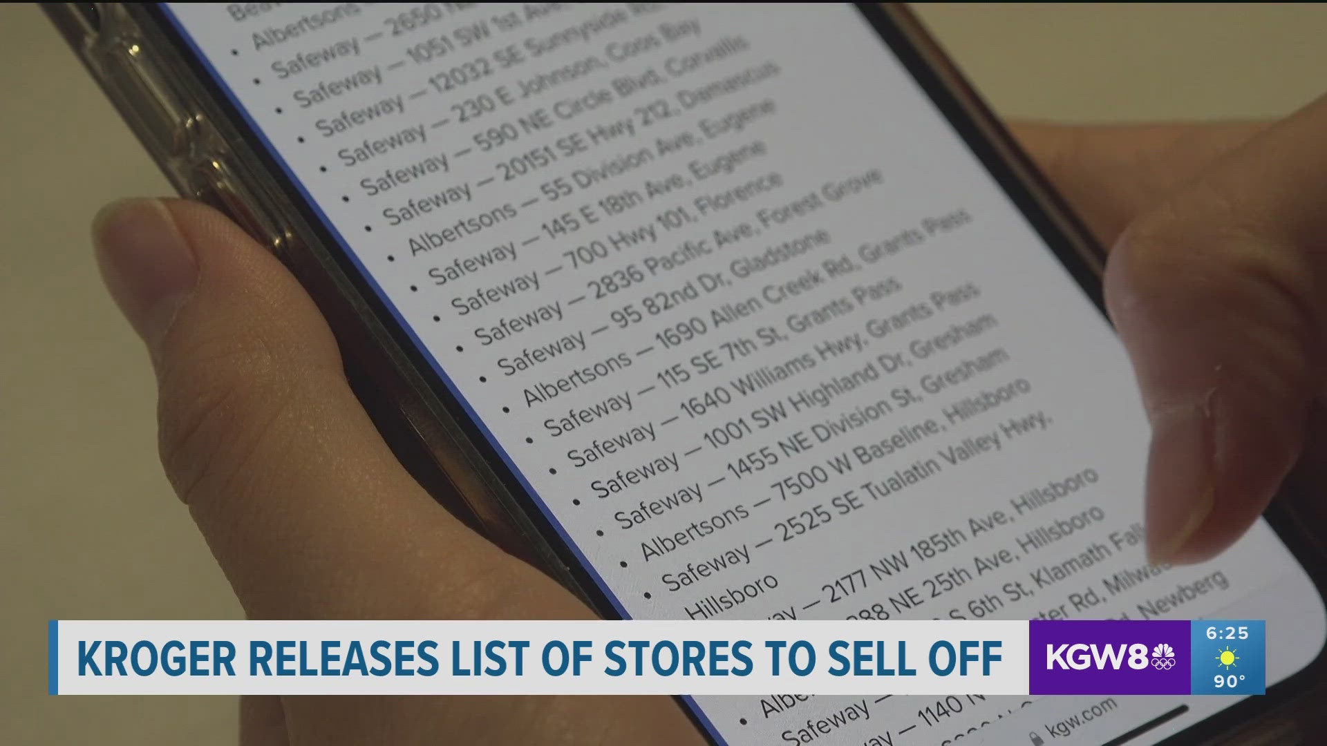 Safeway, Albertson and QFC stores would be divested under the pending merger, including 62 in Oregon and 124 in Washington.