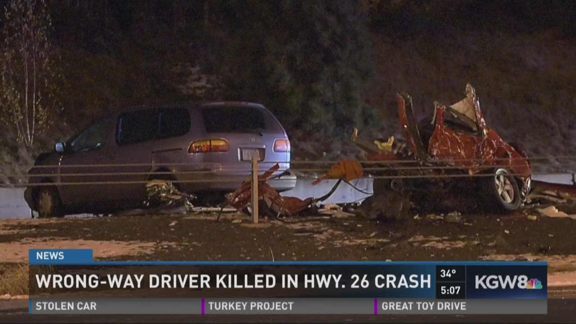 Wrong-way driver killed in crash on Highway 26 | kgw.com
