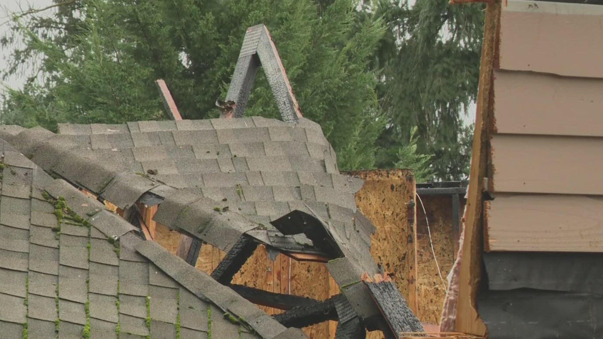 The roof of Evergreen Memorial Gardens partially collapsed, and police are investigating the cause of the fire.